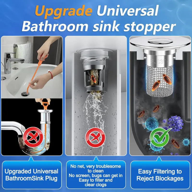 3-in-1 Kitchen & Bathroom Sink Stopper